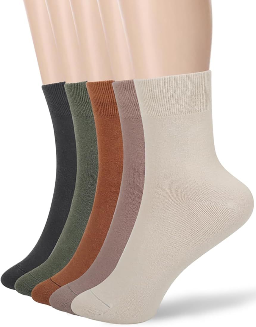 FGZ Women Thin Cotton Socks, Soft Cotton Bootie Socks Women Above Ankle Crew Socks 5-10 Pairs | Amazon (US)