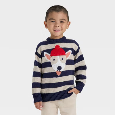 Toddler Boys' Dog Pullover Sweater - Cat & Jack™ Navy Blue 4T | Target