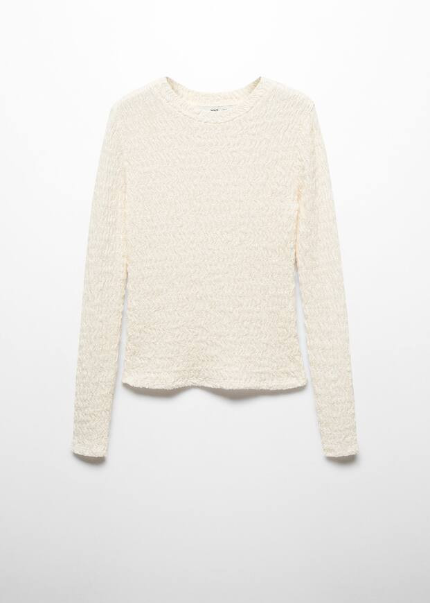 Gathered knitted t-shirt -  Women | Mango USA | MANGO (US)