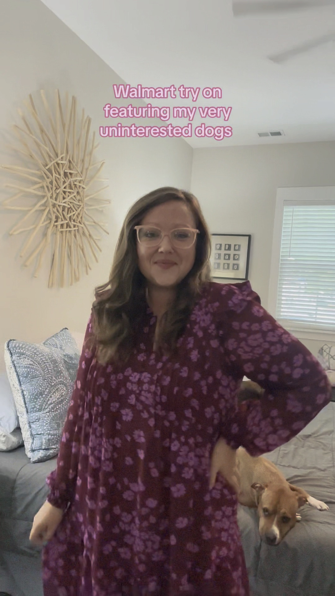 Both dresses are $17.98 from Walmart! 

Medium in the purple (runs a little big)
Large in the green (tts)