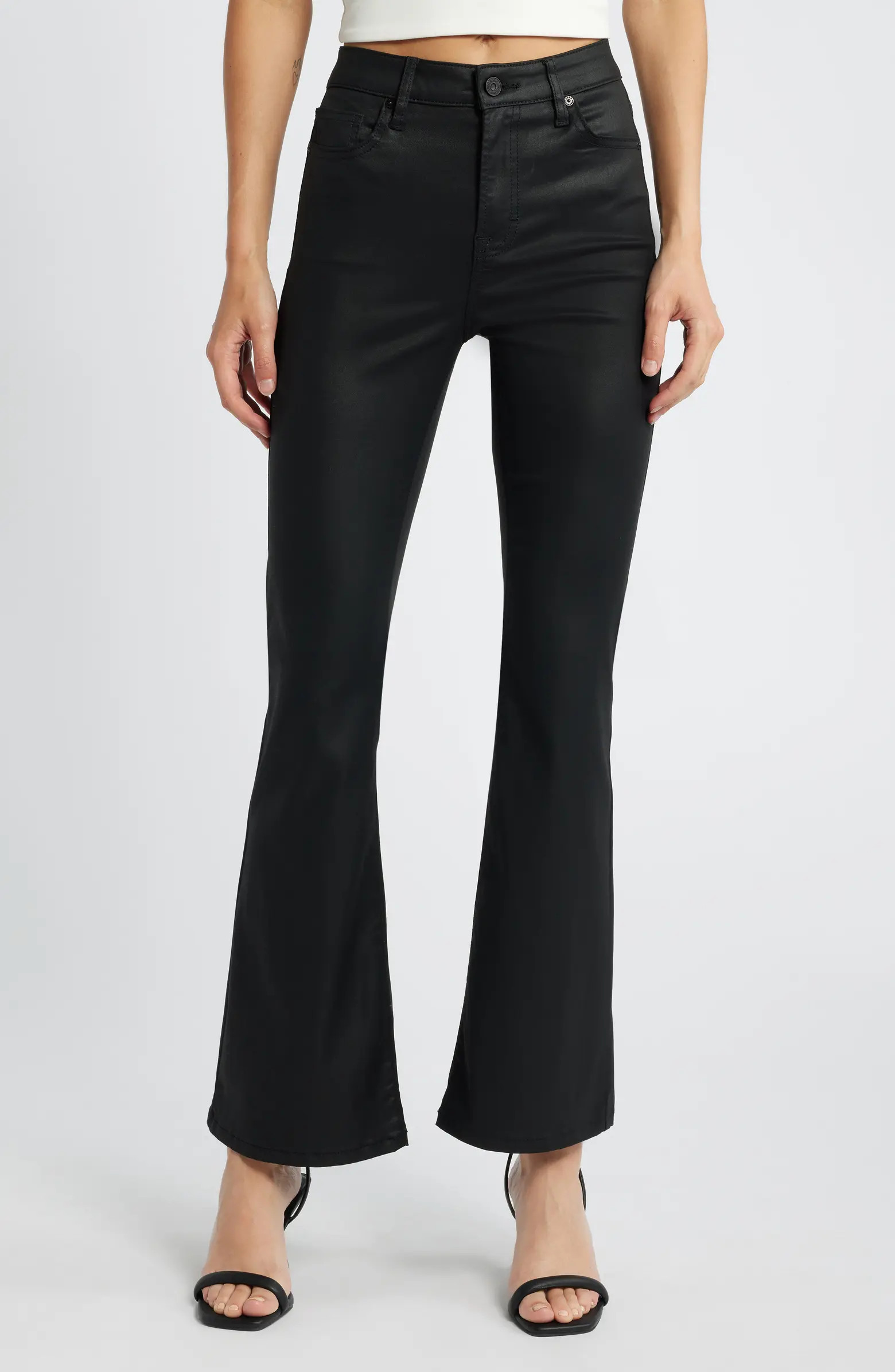 Coated High Waist Flare Jeans | Nordstrom
