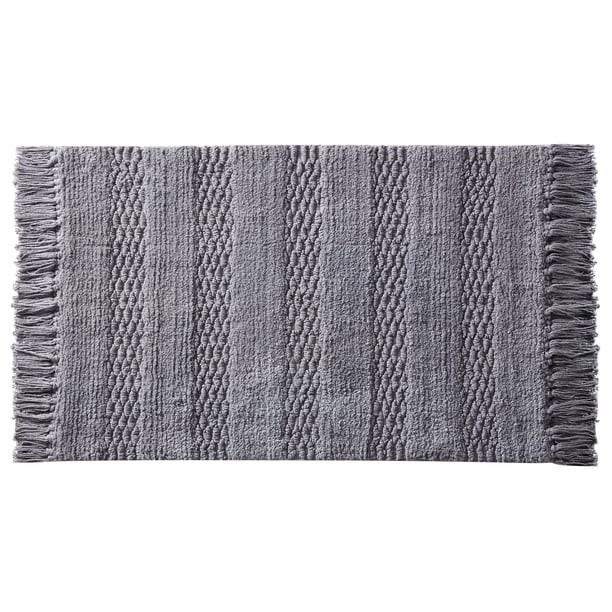 My Texas House Lancaster Stripe Fringe Cotton Bath Rug , Grey, 20" x 32" - Walmart.com | Walmart (US)