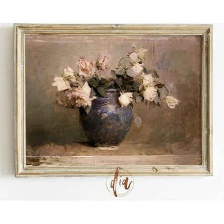 Blush Pink Roses Print, Bouquet Of Flowers, Vintage Still Life, French Country Farmhouse Decor, Botanical Kitchen Shelf Art Wall Art, Modern Wall Decor, 12x18 UNFRAMED | Walmart (US)
