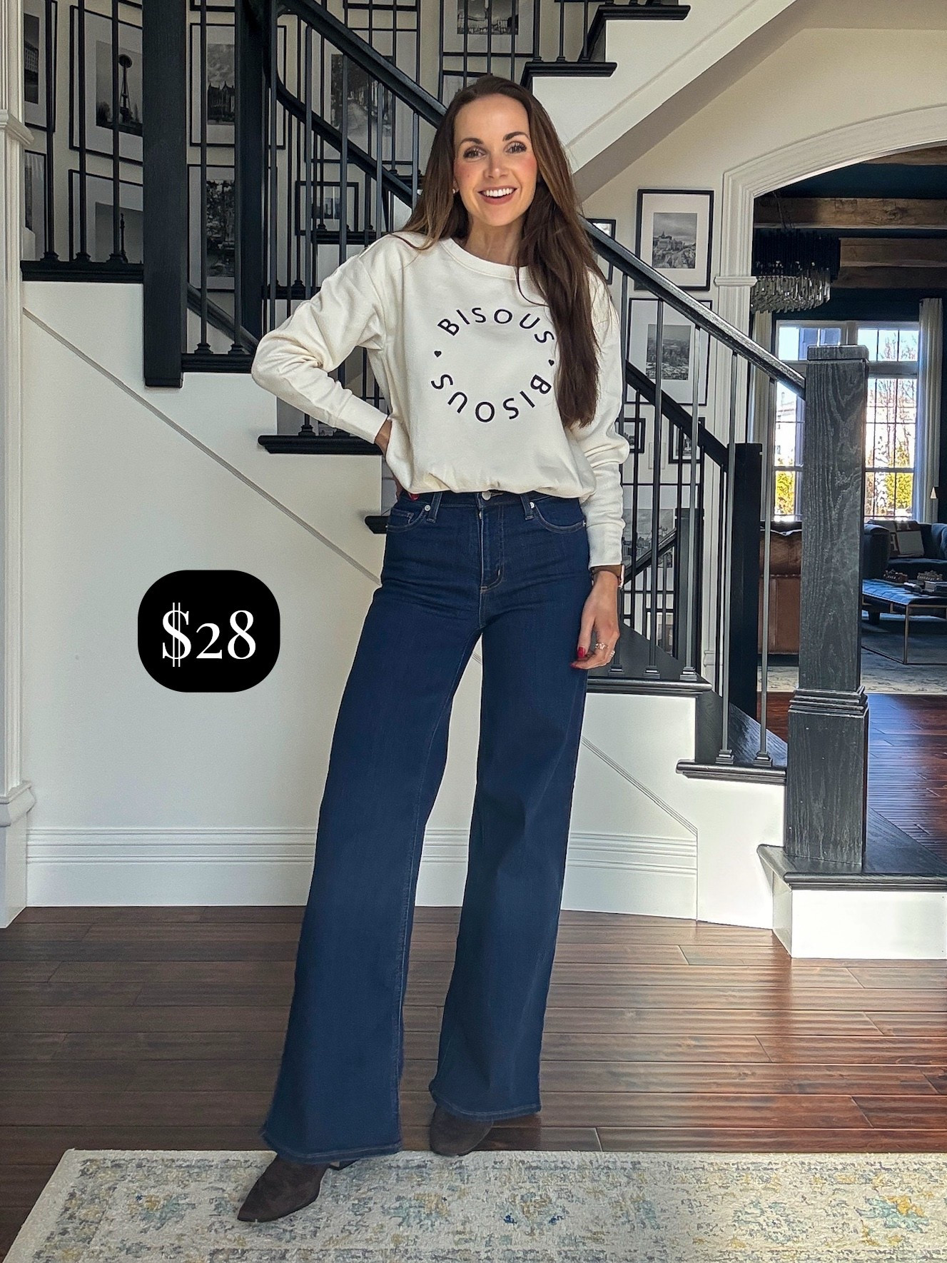 @target $28 jeans also come in a dark wash! Size up one size. 
Paired with @loft sweatshirt & @stevemadden shoes 

 

#LTKootd