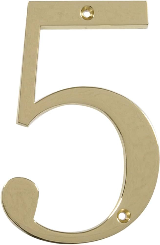 by Hillman 843155 4-Inch Flush-Mount Polished Brass House Number 5 | Amazon (US)