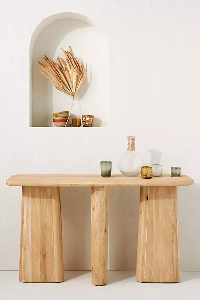 Kalle Sculptural Oak Console | Anthropologie (US)