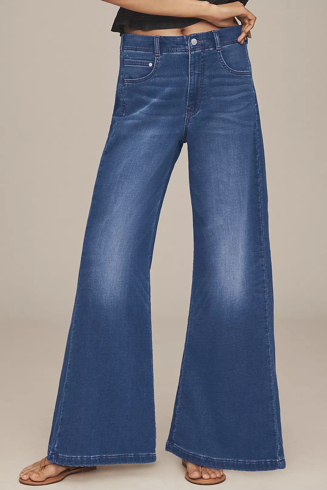 The Adi Knit Mid-Rise Flare Jeans by Pilcro | Anthropologie (US)