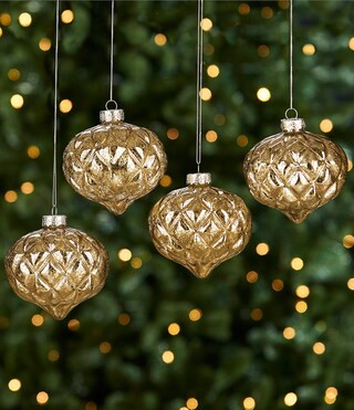 Southern Living Blue Christmas Collection Mercury Glass Onion Shaped Finial Ornament, Set of 4 | ... | Dillard's