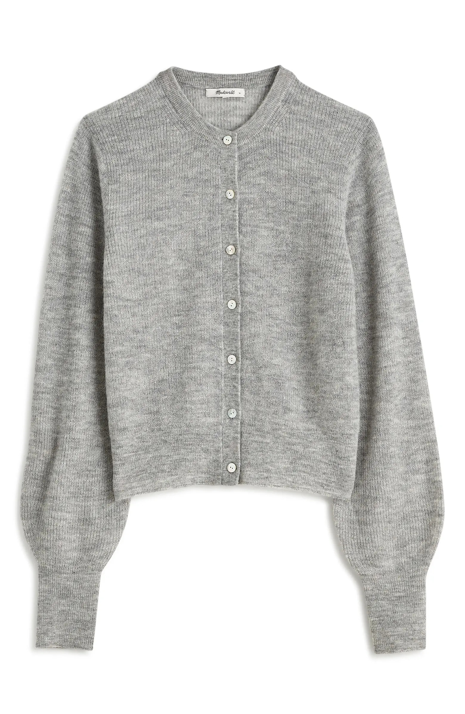 Ribbed Alpaca Blend Crewneck Cardigan | Nordstrom