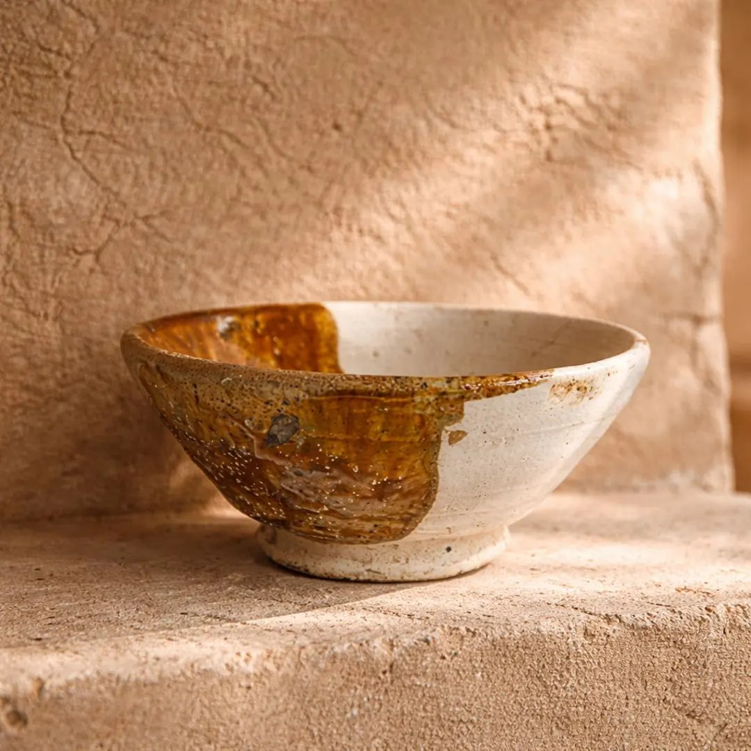 Handmade Moroccan Tamegroute Half-dipped Ochre Ceramic Bowl – Authentic Glazed Pottery Snack, S... | Etsy (US)