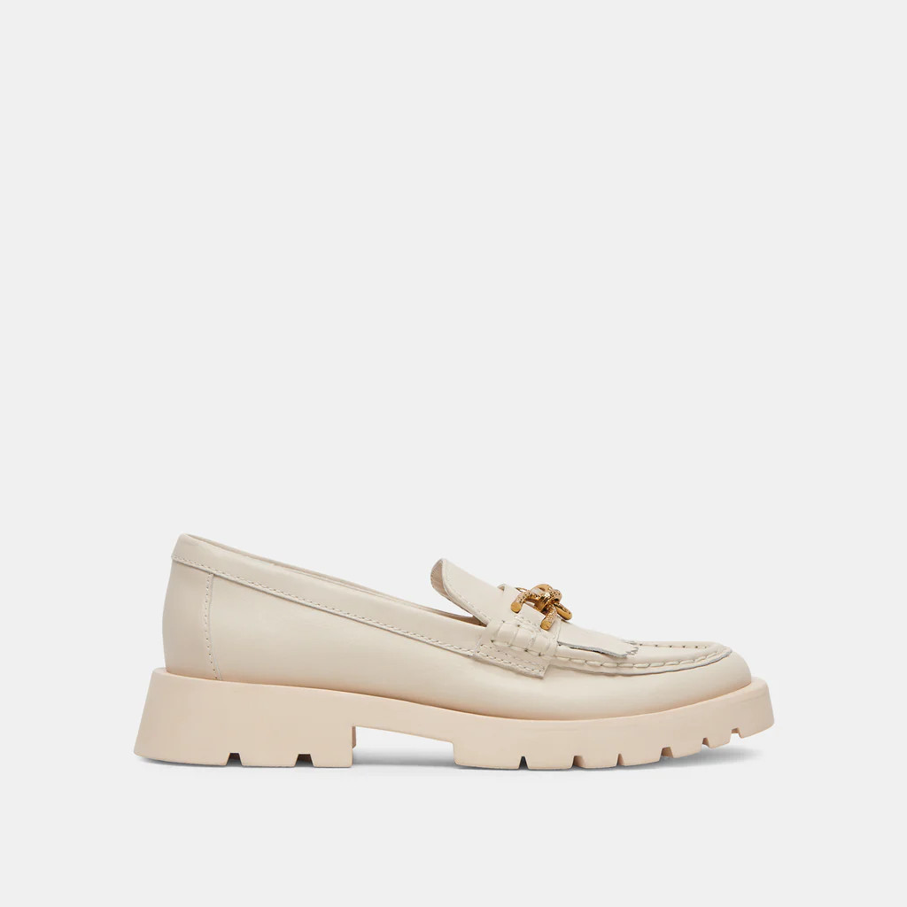 ERNA WIDE FLATS IVORY LEATHER | DolceVita.com