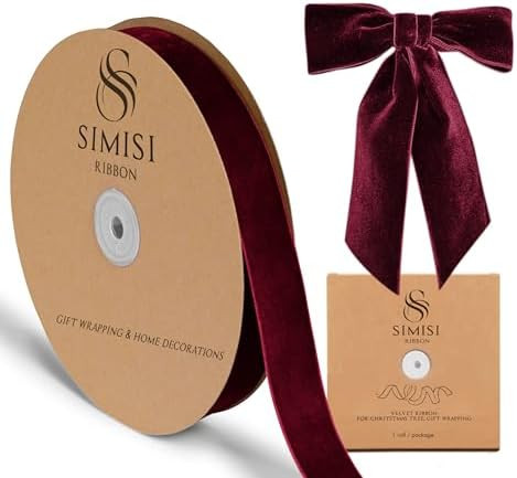 Burgundy Velvet Ribbon 1'' 25 Yards for Christmas Tree, Gift Wrapping, Flower Bouquet, Wreath Dec... | Amazon (US)