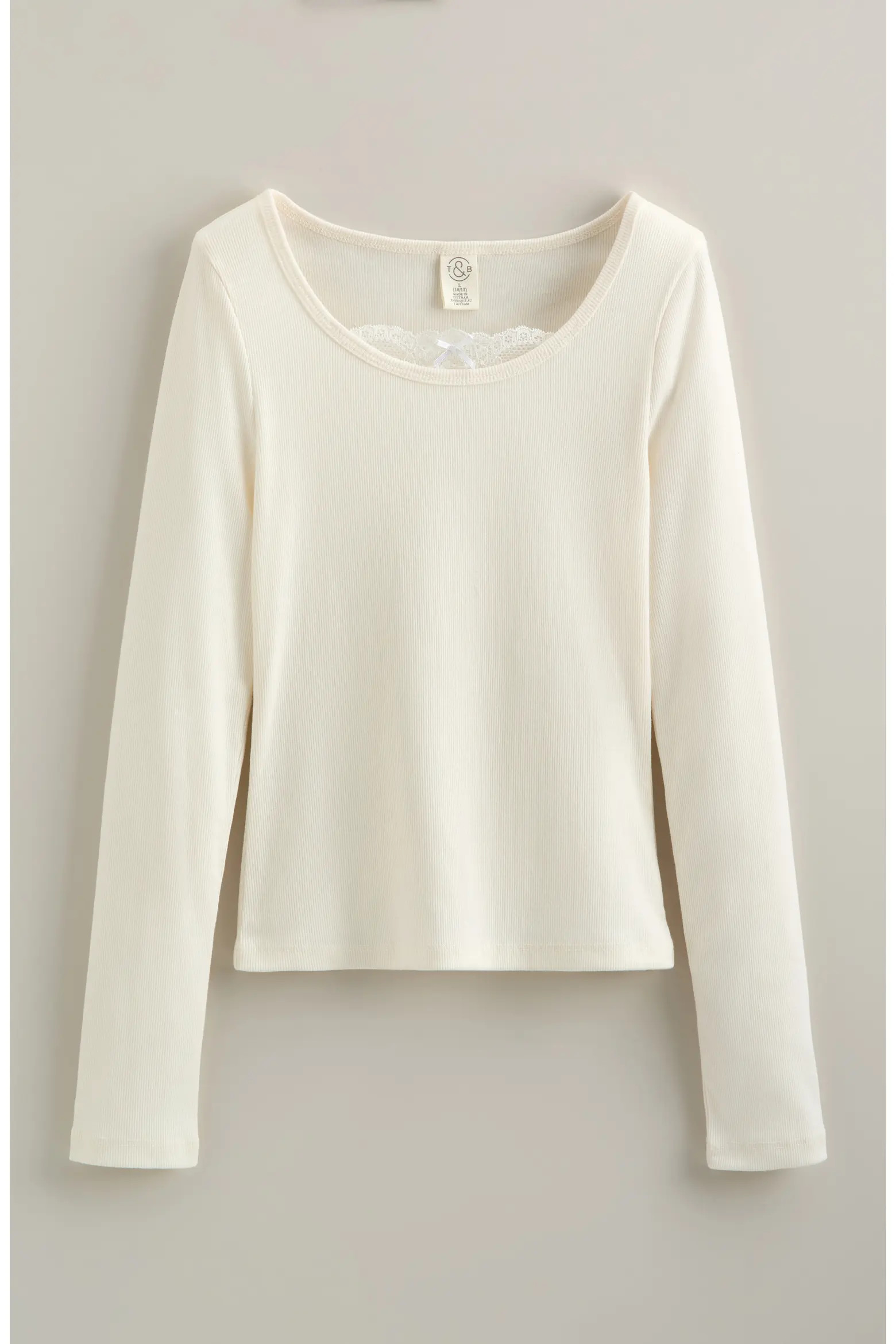 Treasure & Bond Kids' Peekaboo Lace Cotton Blend Rib Top (Women) | Nordstrom | Nordstrom