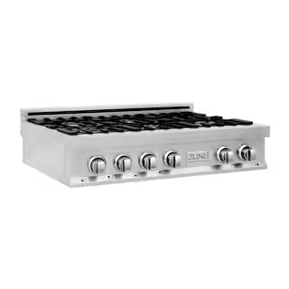 36" Porcelain Gas Stovetop in Stainless Steel with 6 Burners | The Home Depot