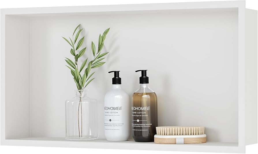 Neodrain No Tile Shower Niche, White Shower Niche Bathroom Shelf, (Outside Size 25.1"x13.1") (Inn... | Amazon (US)