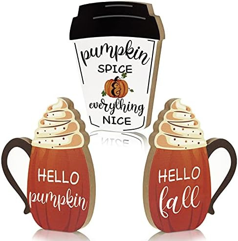 Amazon.com: 3 Pieces Fall Wooden Signs Fall Harvest Tabletop Signs Thanksgiving Pumpkin Decor Sig... | Amazon (US)