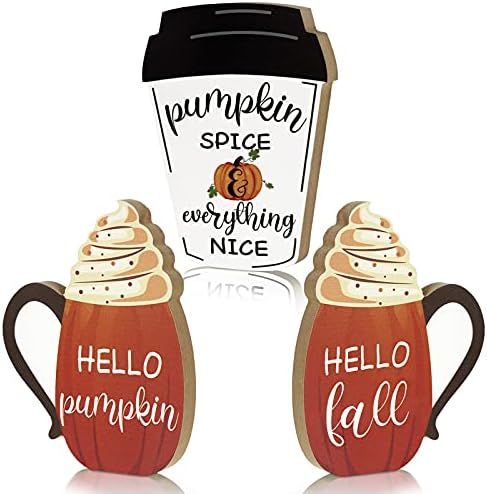 3 Pieces Fall Wooden Signs Fall Harvest Tabletop Signs Thanksgiving Pumpkin Decor Sign Welcome Fall  | Amazon (US)