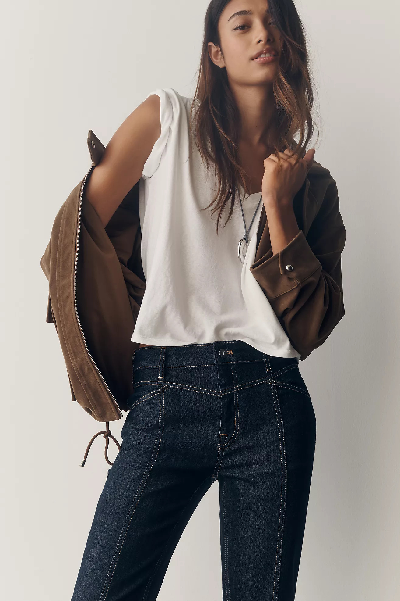Pilcro High-Rise Seamed Straight-Leg Jeans | Anthropologie (US)