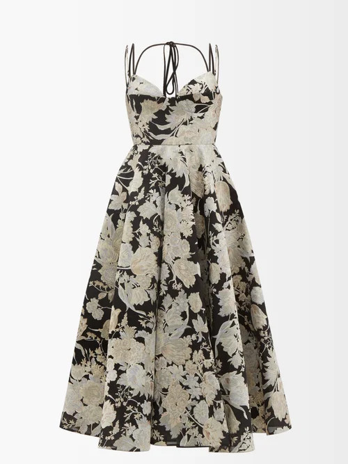 Erdem - Rea Floral-jacquard Midi Dress - Womens - Black Multi | Matches (US)