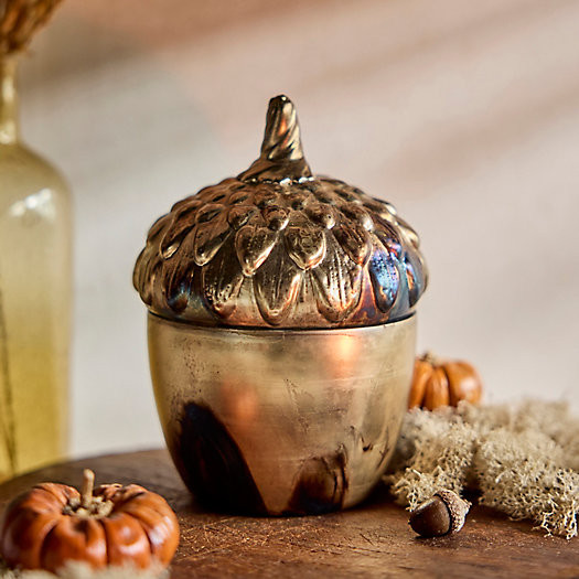 Metallic Acorn Candle, Pumpkin | Terrain