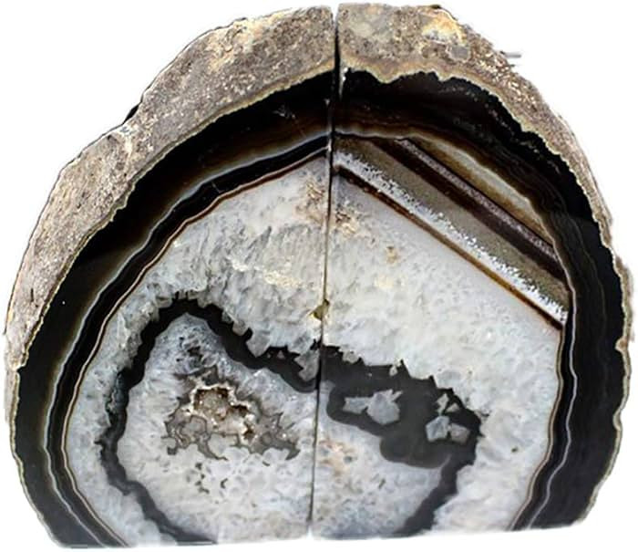 JIC Gem Black Agate Bookend(s) geode bookends Large Book Ends for Shelves 1 Pair 6 to 8 Lbs Book ... | Amazon (US)