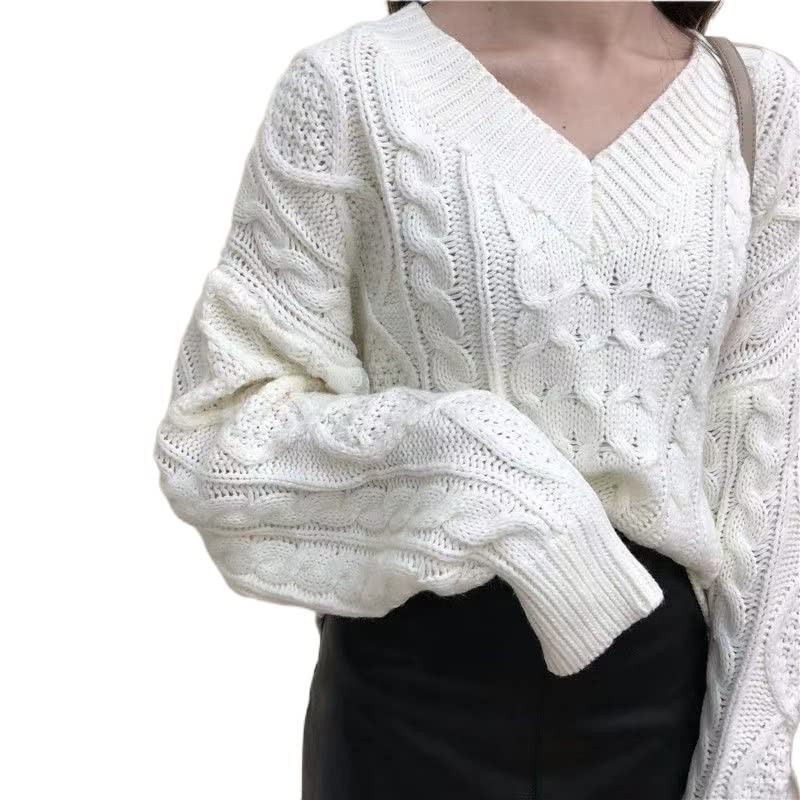 Sweaters for Women Women V-Neck Solid Color Knitting Hollow Out Casual Sweaters (Color : White, S... | Amazon (US)