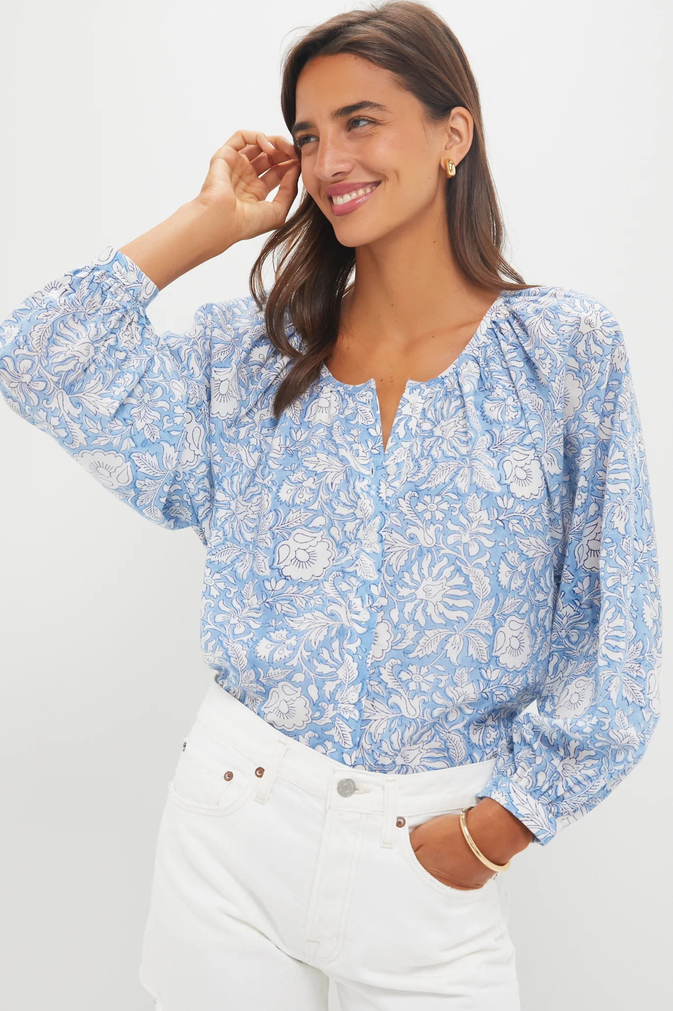 Arbor Blissful Blue Organic Frances Blouse | Tuckernuck (US)