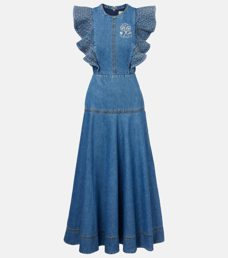 AlÃ©mais Stephi ruffled denim maxi dress | Mytheresa (US/CA)