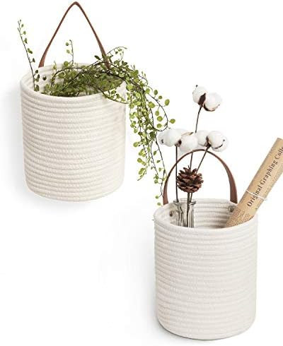 Goodpick 2pack Rope Hanging Basket - 7.87" x 7" Small Round Hanging Basket Storage for Key, Sungl... | Amazon (US)