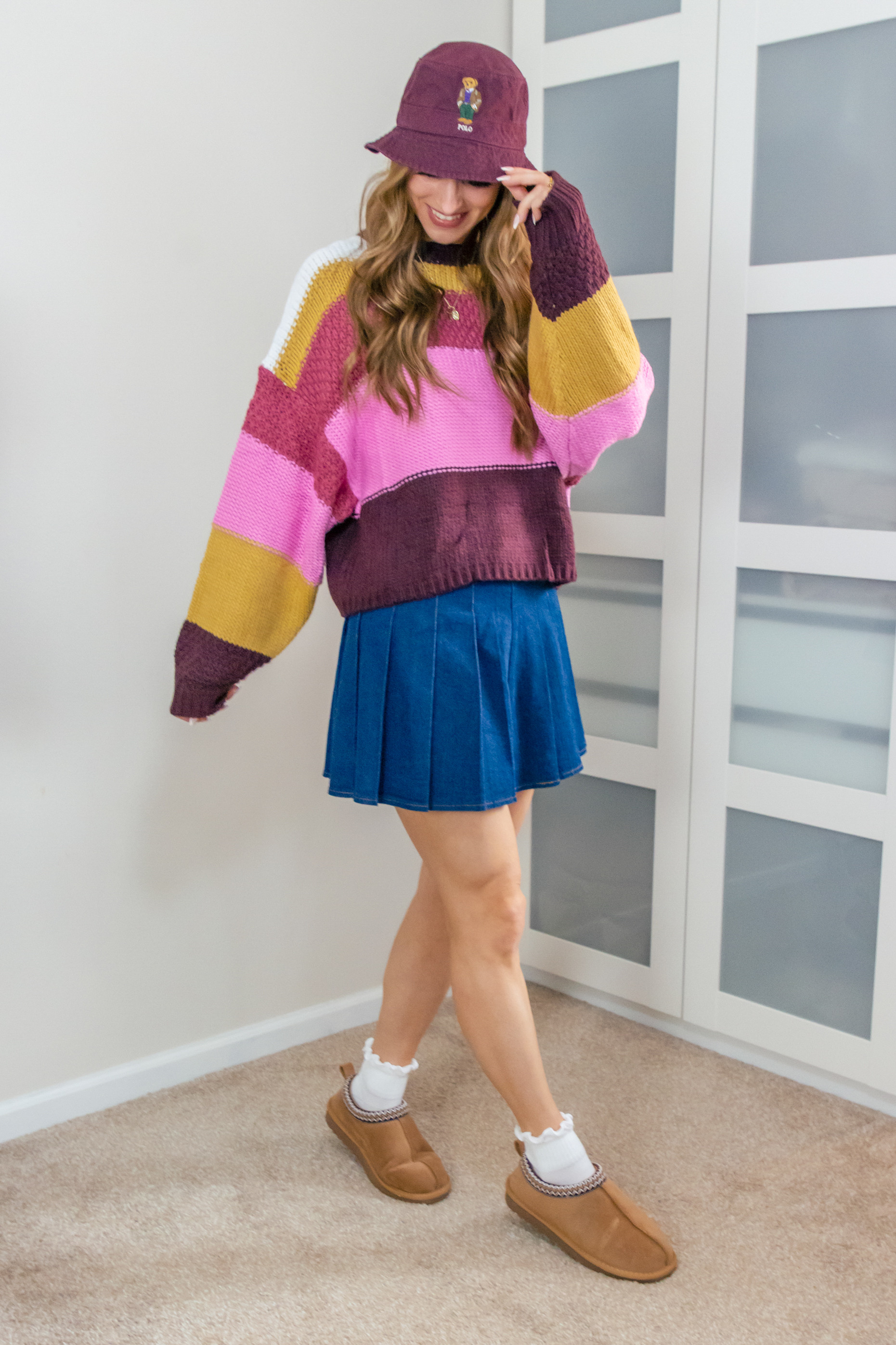 Stay cozy and stylish with this comfy sweater and cute hat. Perfect for running errands or a casual day out on those transitional spring days. 🌸👢
-I'm in a size medium in both the sweater and the skirt.
 

 #LTKootd #LTKSeasonal #LTKSaleAlert