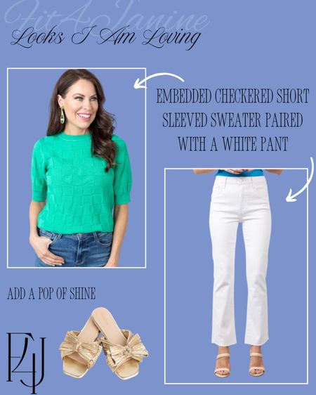 A fantastic look for work, Happy Hour, or weekend festivities. Also a great outfit for St. Patrick's Day too!

Fit4Janine, Avara, Sweater, White Denim, St. Patrick's Day

#LTKstyletip #LTKworkwear #LTKSeasonal