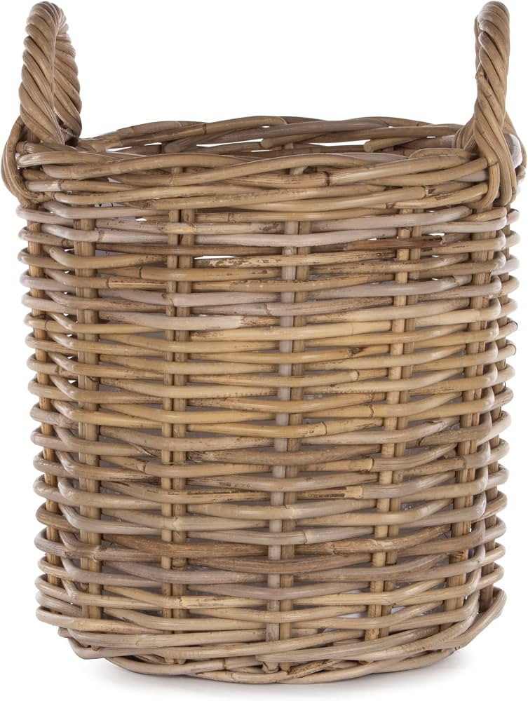 Round Kindling Log Basket - Rattan Wicker Basket for Wood Burners, Fireplace, Storage, Gifts, Toy... | Amazon (UK)