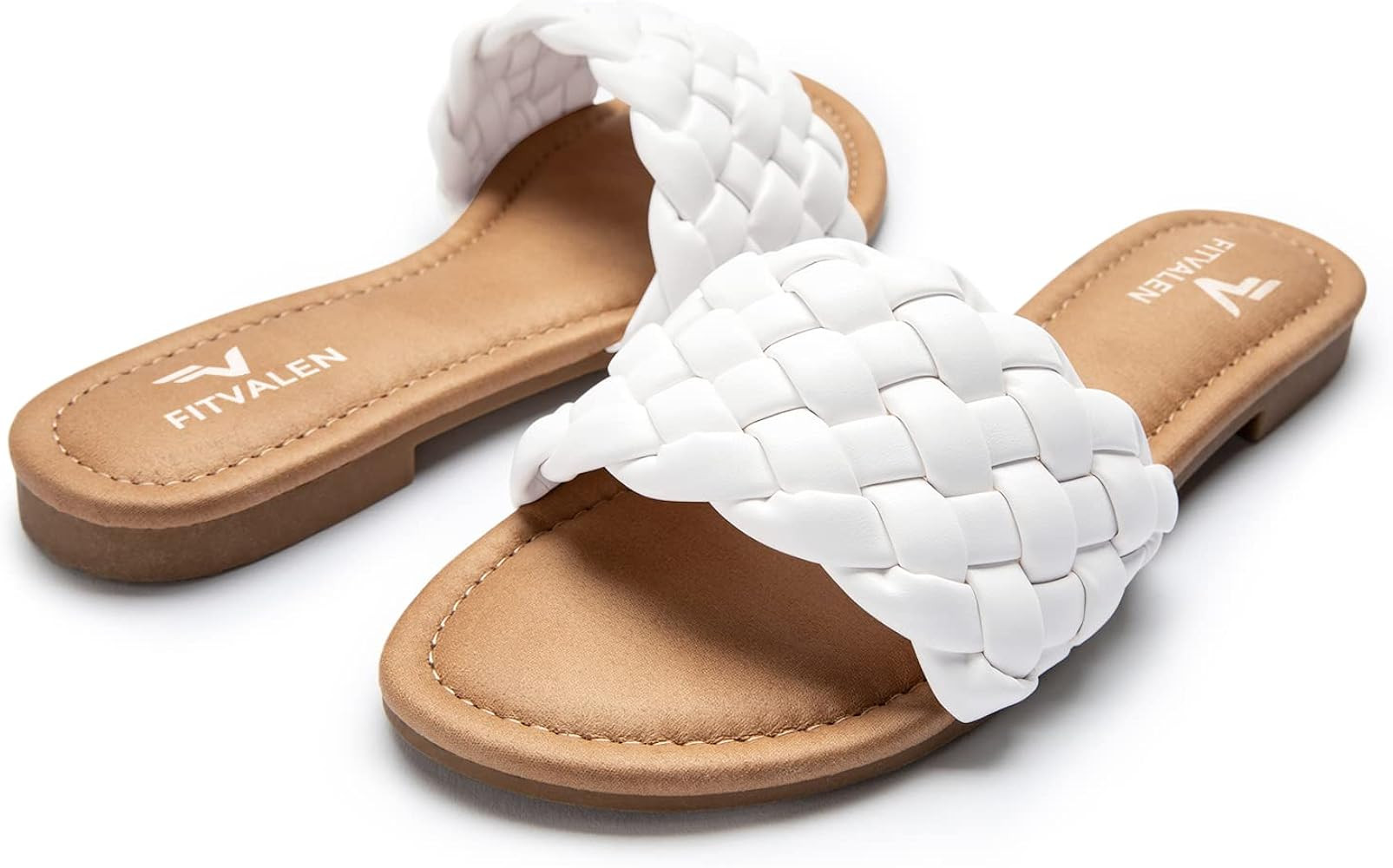 Braided Sandals For Women, Round Open Toe Flat Sandals for Summer Dressy Memory Foam Comfort Fashion | Amazon (US)