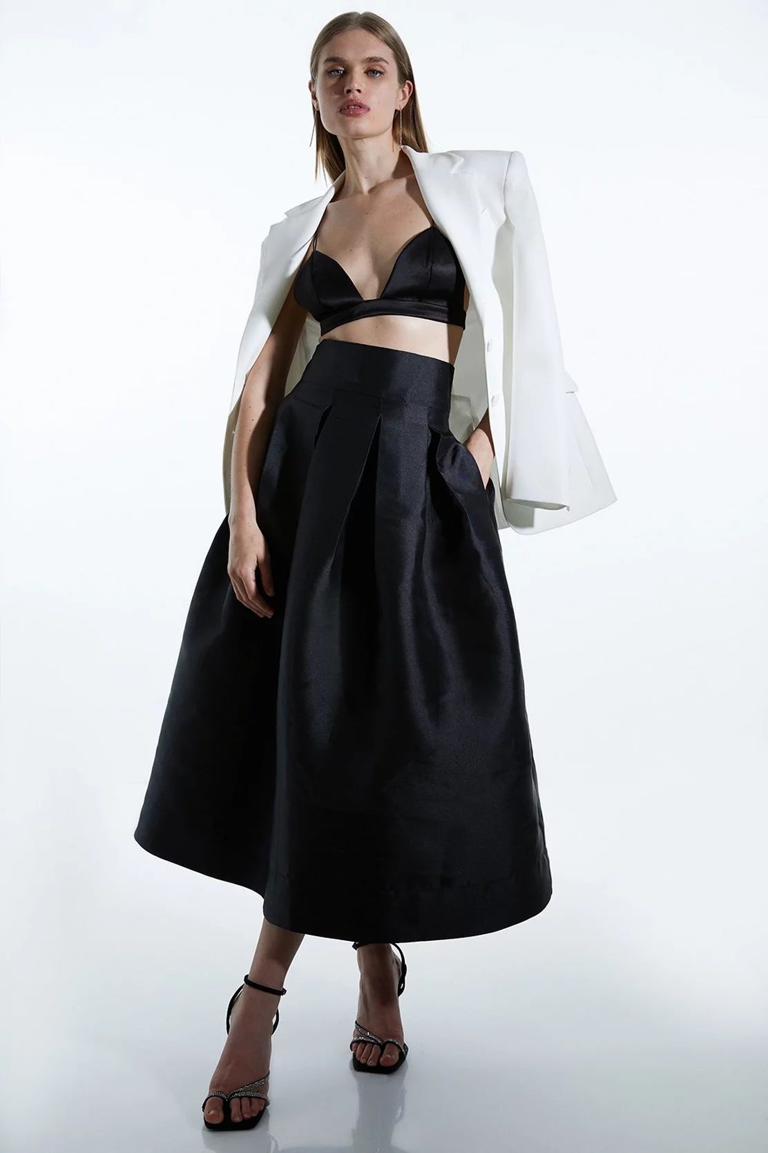 Petite Twill Prom Maxi Skirt | Karen Millen UK + IE + DE + NL