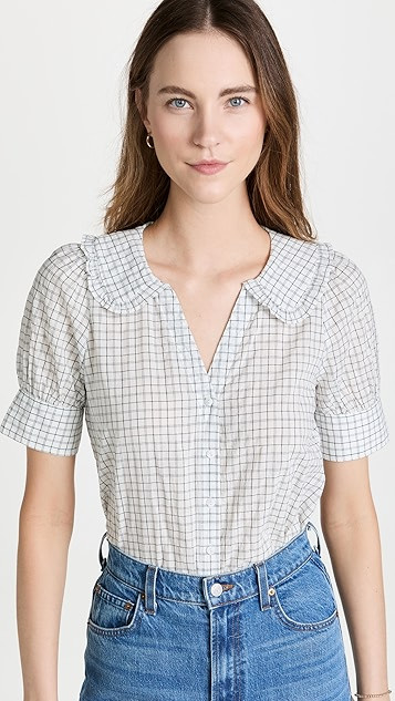 Peter Pan Collar Shirt in Windowpane | Shopbop