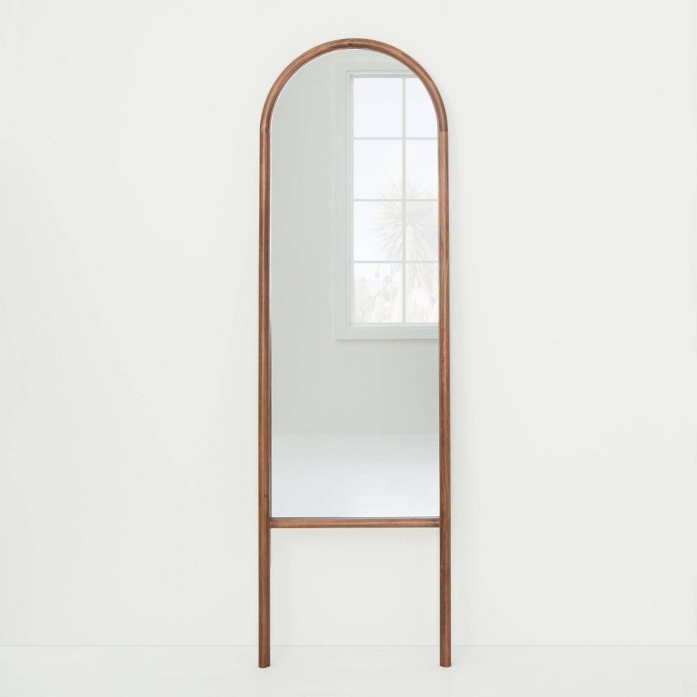 20"" x 65"" Wood Arched Floor Mirror Walnut - Threshold designed with Studio McGee | Target