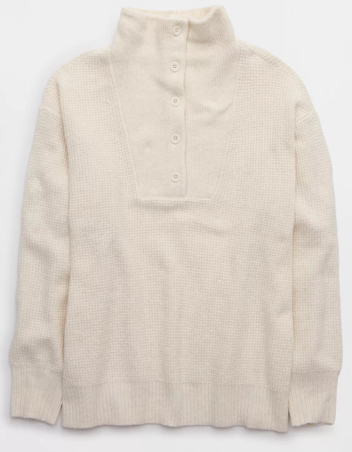 Aerie CozyUp Waffle Button Sweater | Aerie