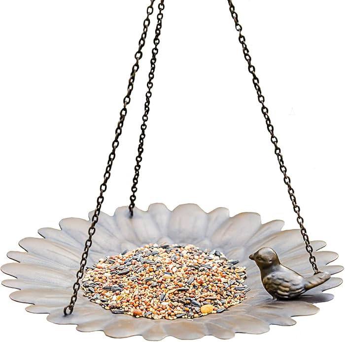 Metal Hanging Bird Feeder Tray to Attracting Bird for Outdoor Garden Decorative Birdfeeder | Amazon (US)