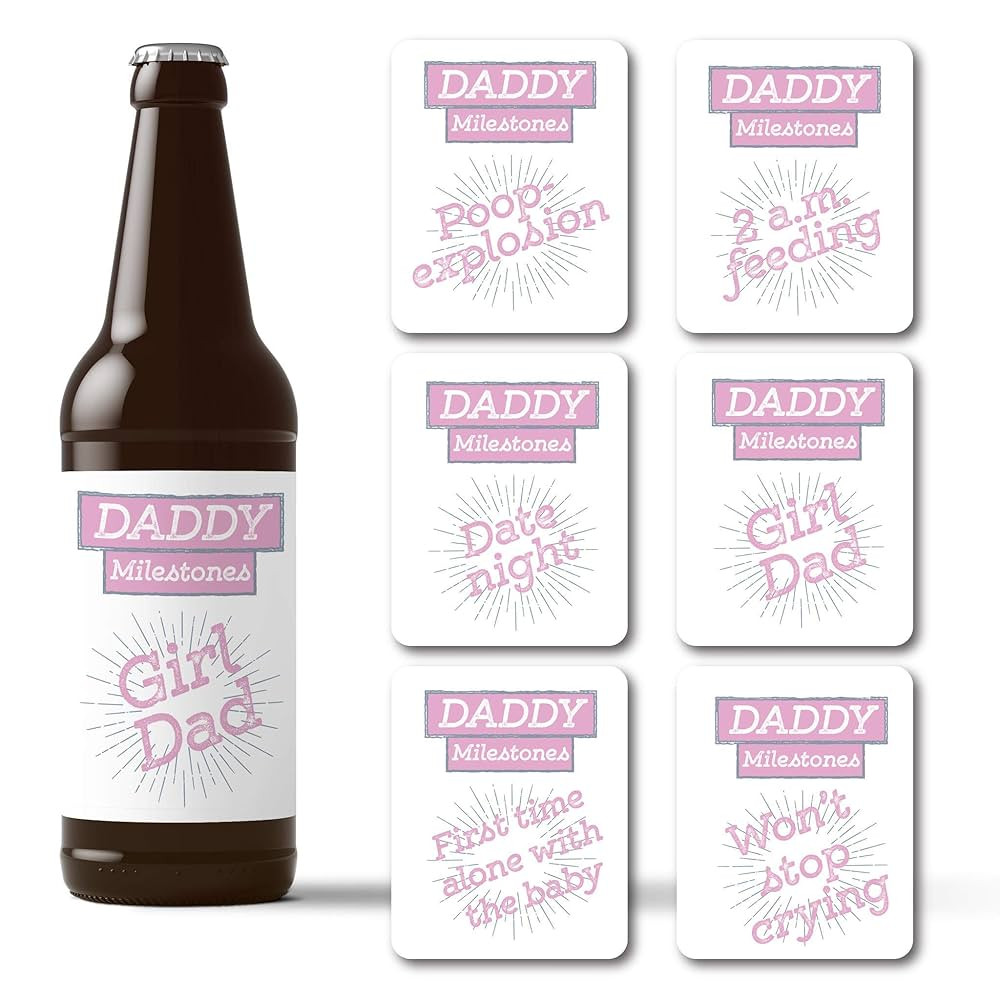 New Baby Gift Essentials For Mom & Dad | Wine Beer Stickers for Baby Shower Presents (Daddy Miles... | Amazon (US)