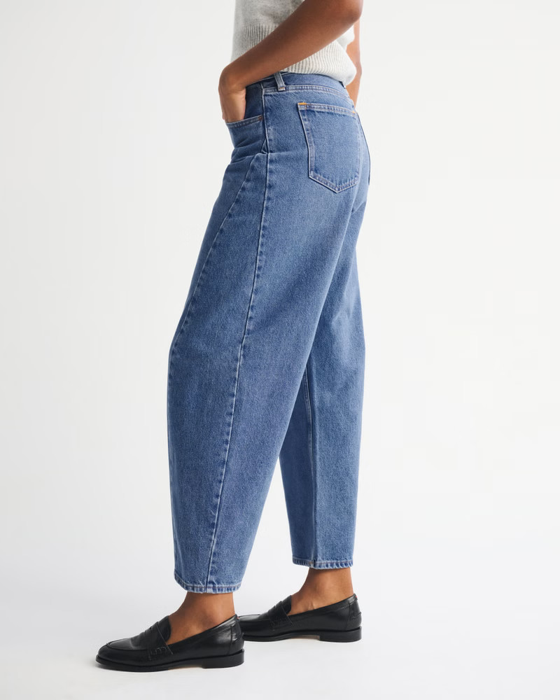 Women's Curve Love Mid Rise Barrel Jean | Women's Bottoms | Abercrombie.com | Abercrombie & Fitch (US)