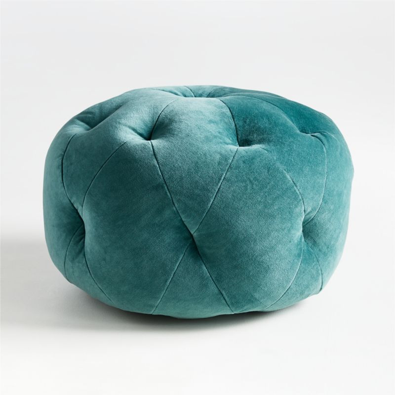 Jade Velvet Pouf + Reviews | Crate & Kids | Crate & Barrel
