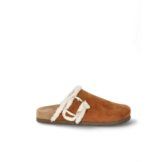 Time and Tru Women's Faux Shearling Cozy Buckle Clogs, Sizes 6-11 | Walmart (US)