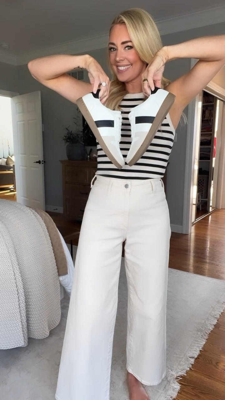 These $28 jeans are hands down my favorite pair for spring! I’m wearing a 4 in the jeans & a small in the tank (both fit true to size). I sized down one in the denim jacket to an XS (it’s an oversized fit).

Casual outfit, spring outfit, wide leg jeans, target jeans, target tank, striped tank, sneakers, target sneakers, cream jeans, jeans

#LTKSeasonal #LTKFindsUnder50 #LTKStyleTip