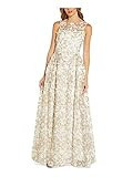 Adrianna Papell Women's Metallic Floral Gown, Ivory/Gold, 0 | Amazon (US)