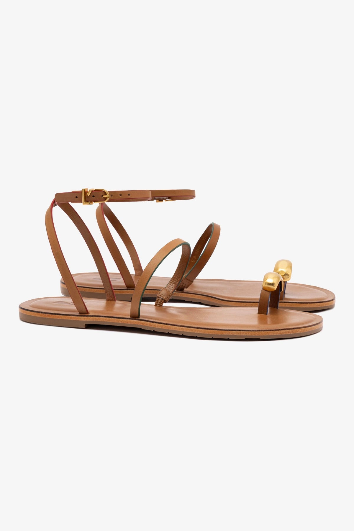 Biarritz Flat Sandal In Light Caramel Leather | Larroude