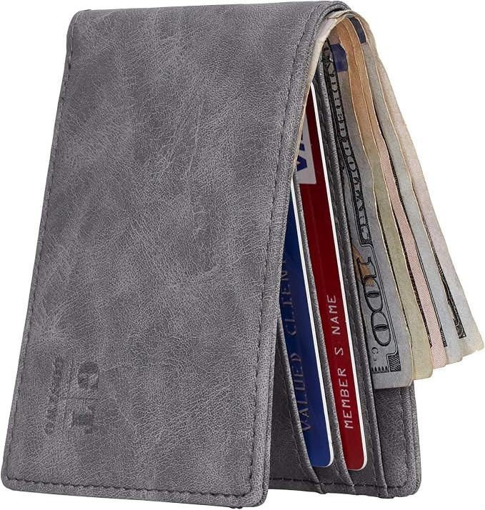 Gostwo Slim Wallet for Men Minimalist Leather ID Window Front Pocket Bifold Wallet | Amazon (US)
