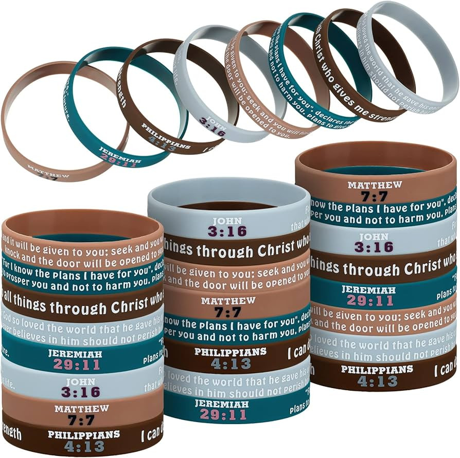 32 Pcs Religious Rubber Bracelets Bible Verse Silicone Bracelets Christian Silicone Wristbands Sc... | Amazon (US)
