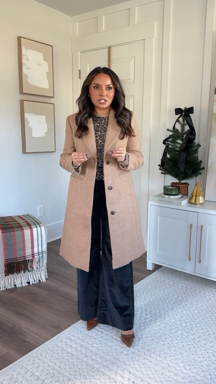 Soft Brown trench coat size 2 petite - sized up a size  
Leopard sweater size XS TTS Black wide leg trousers size 26 petite TTS 
Brown heels size 5 TTS 

Fall outfits 
Fall Workwear
Winter Workwear 
Fall style 
Winter Fashion 
Holiday style 

Honey Sweet Petite 
Honeysweetpetite

#LTKHoliday #LTKSeasonal #LTKStyleTip