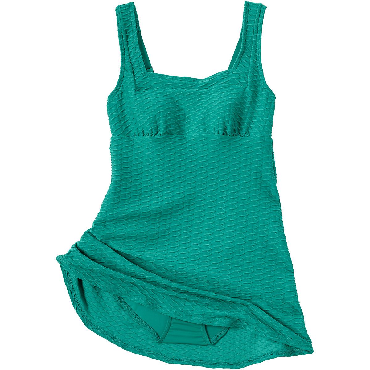 Women's Plus Size Texture Square Neck Swim Dress | Lands' End (US)