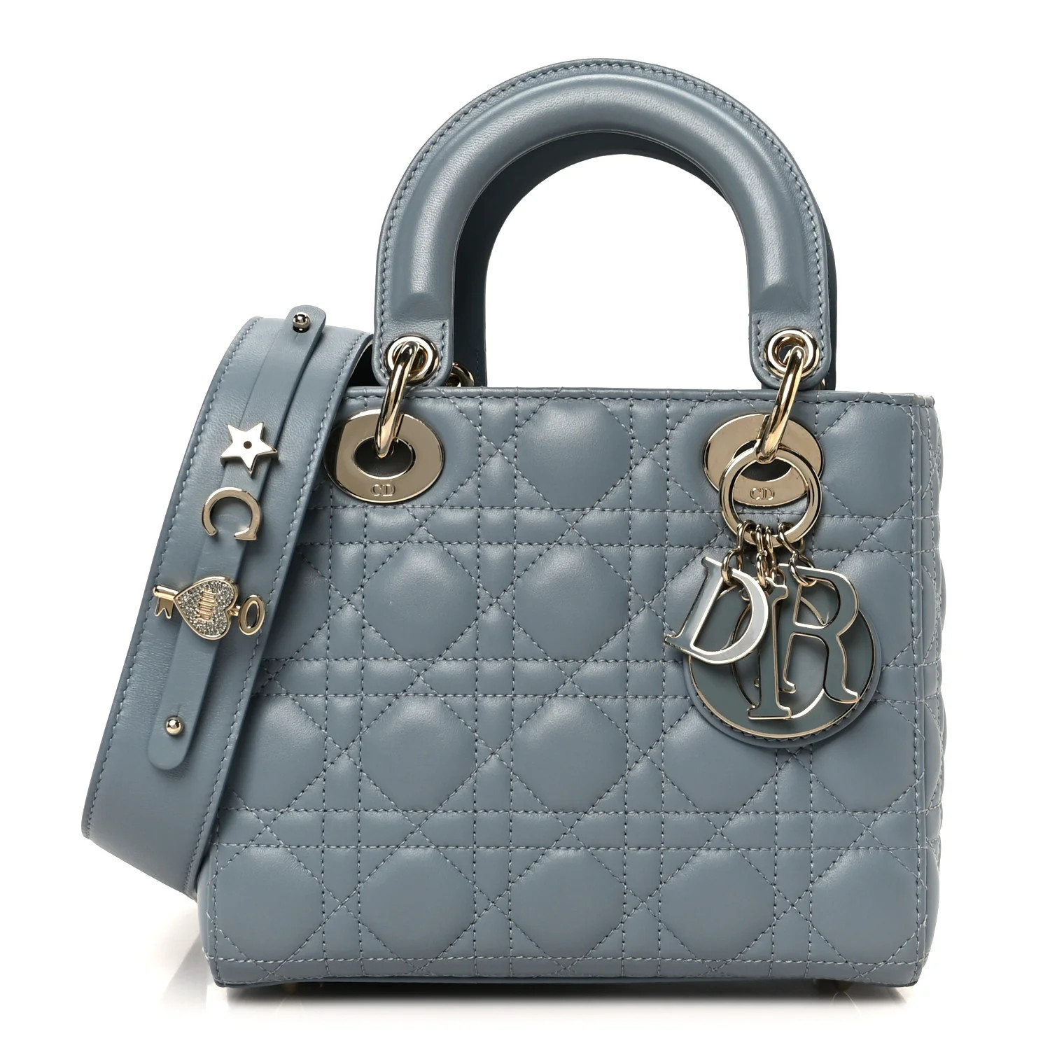 Lambskin Cannage Small My ABCDior Lady Dior Cloud Blue | FASHIONPHILE (US)